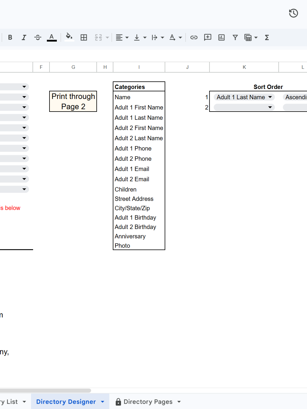 Family Photo Directory - Google Sheet Template