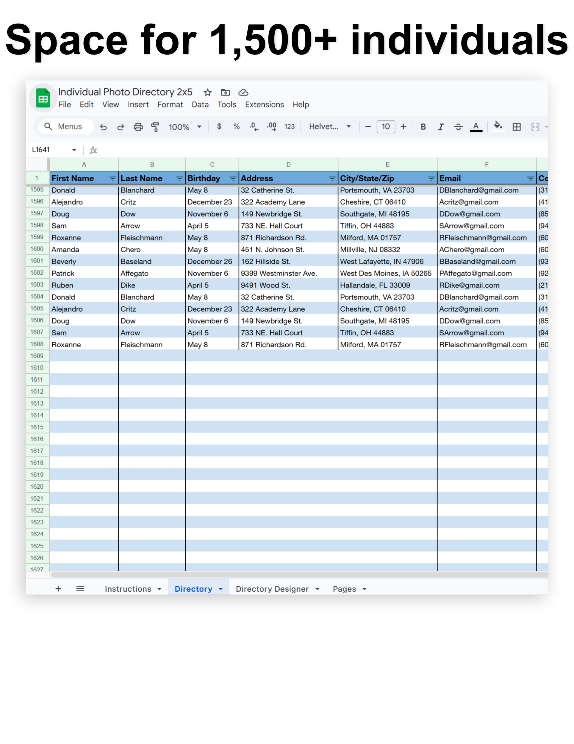 Individual Church Photo Directory