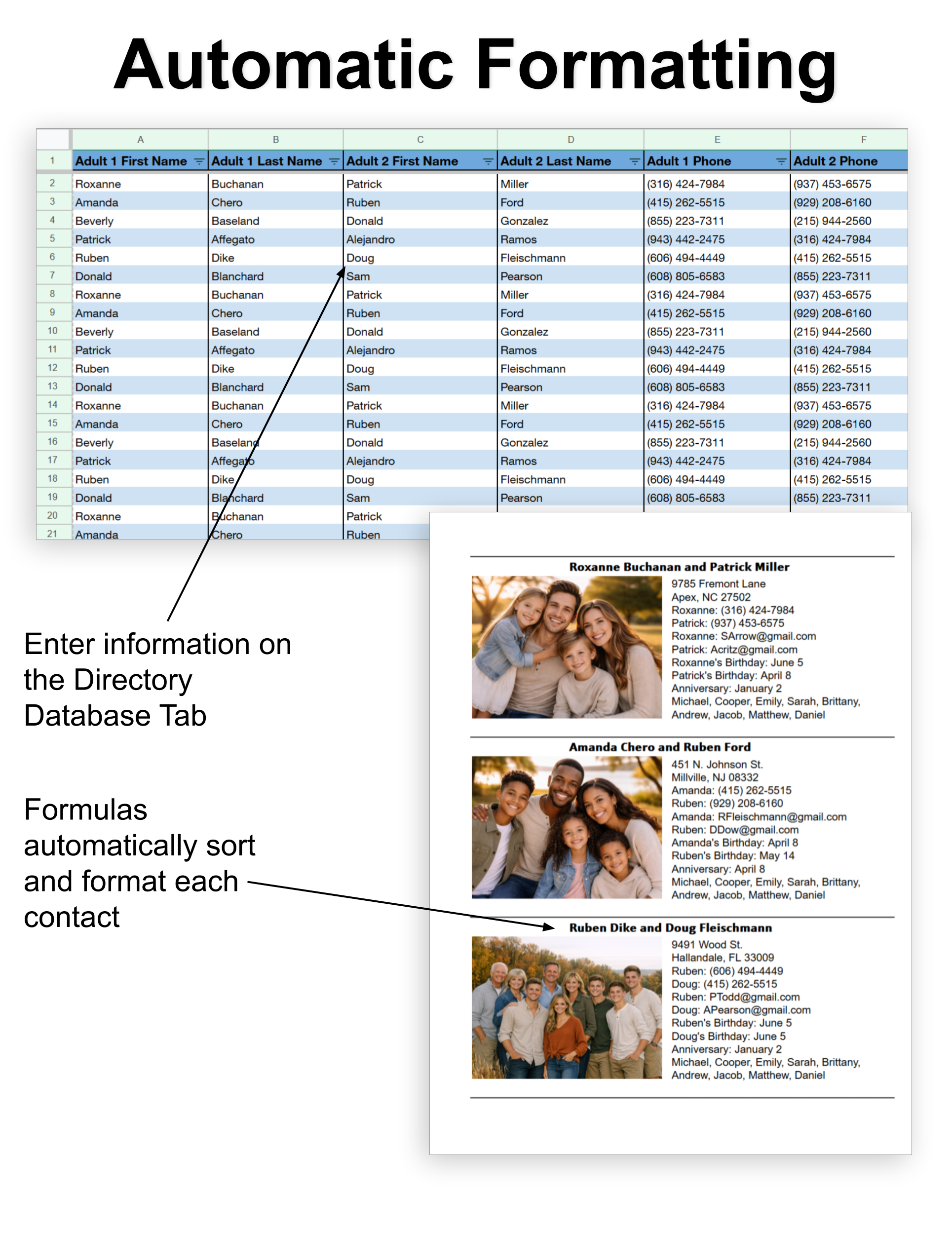 Family Photo Directory - Google Sheet Template