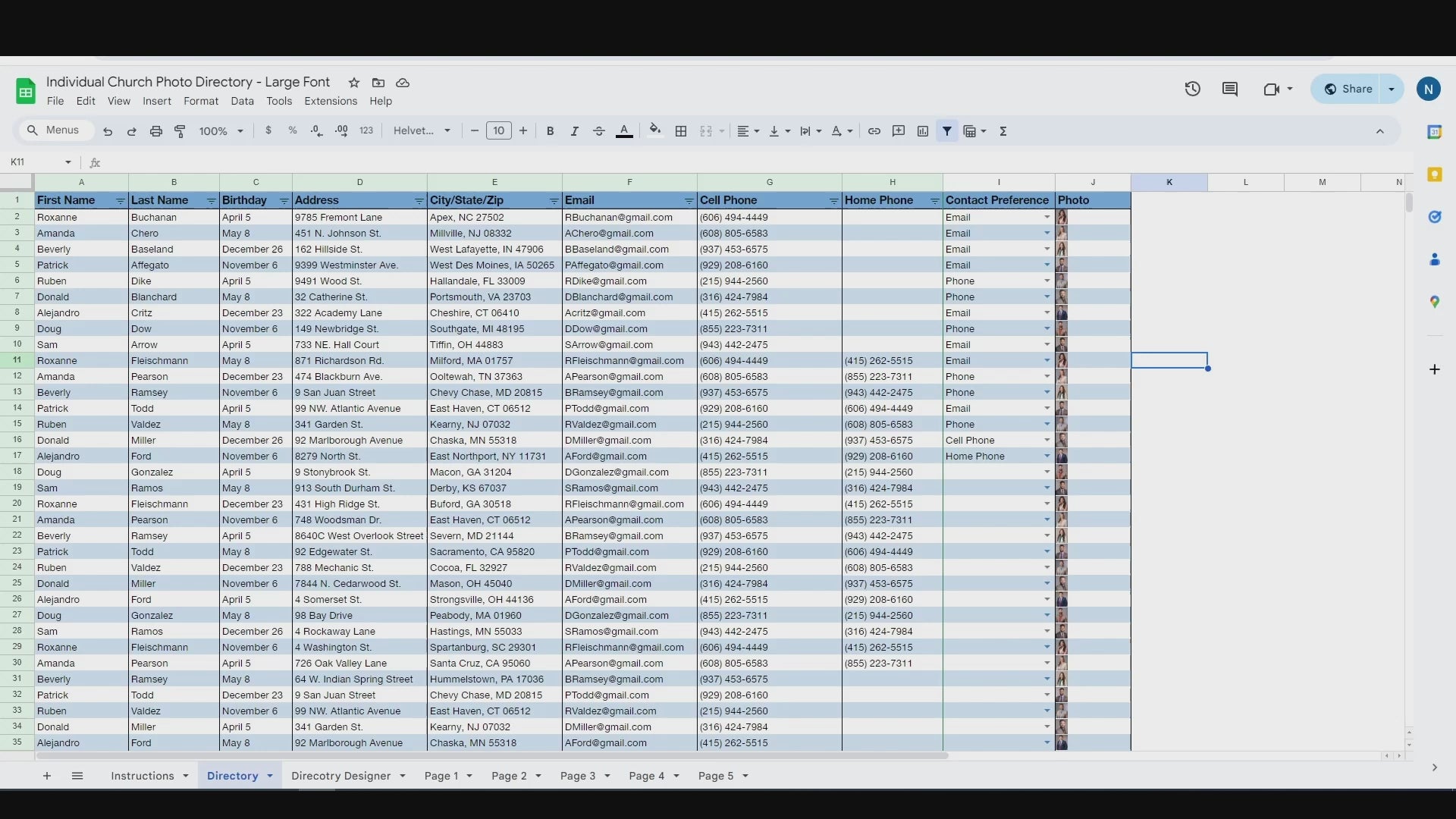 Individual Church Photo Directory